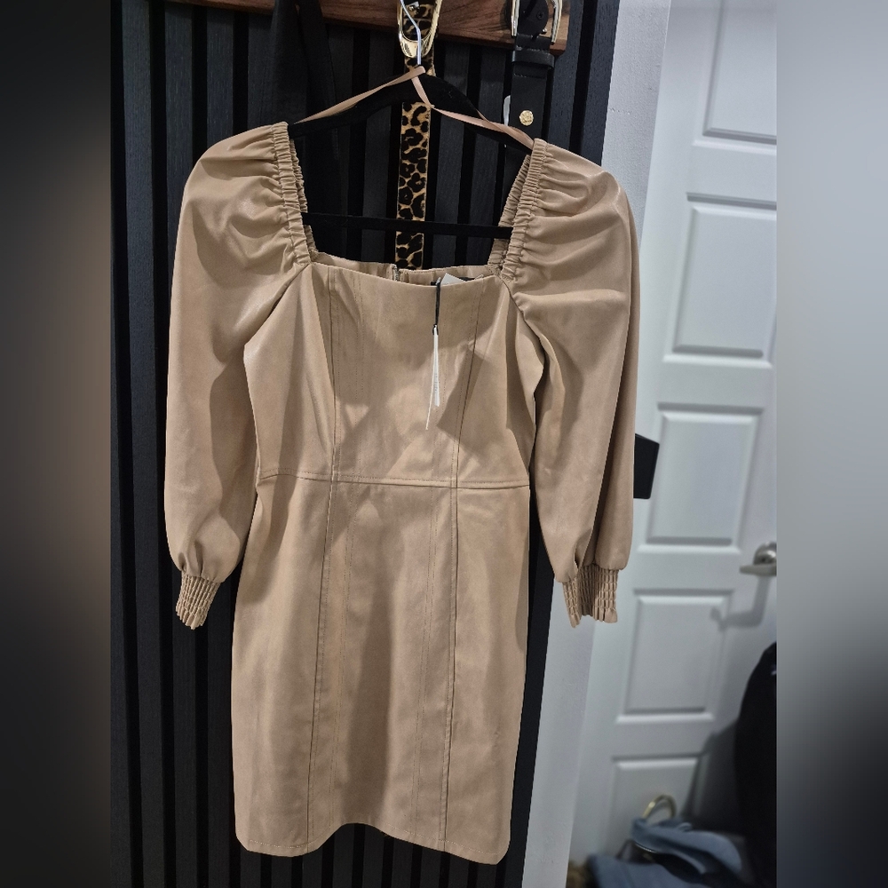 7 For All Mankind Tan Long Sleeve Dress